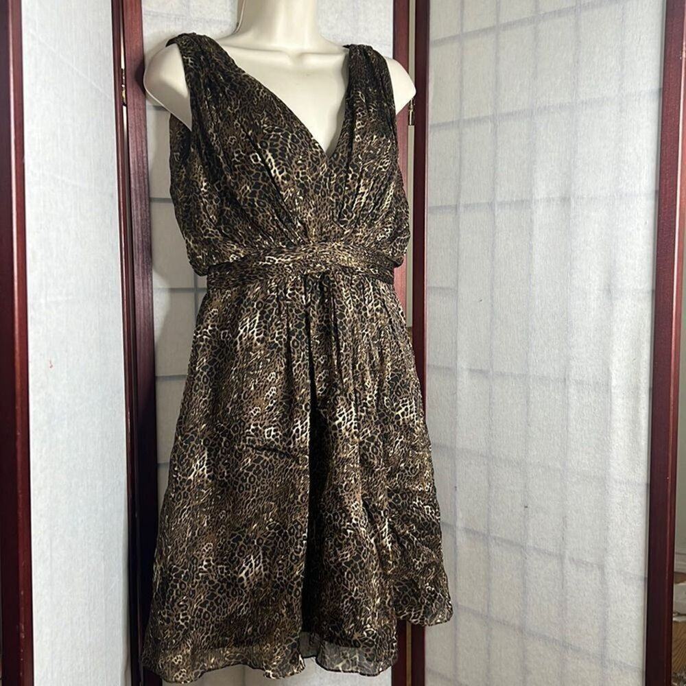 KURT THOMAS SILK LEOPARD PRINT MINI DRESS SIZE 2‎